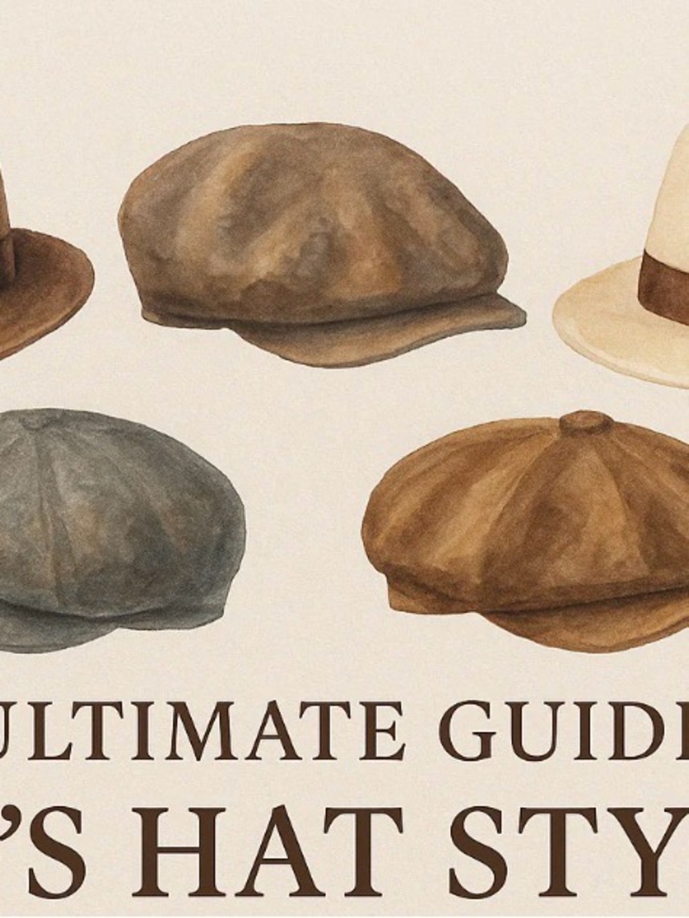 Neutral Brown & Gray Newsboy Caps Illustration